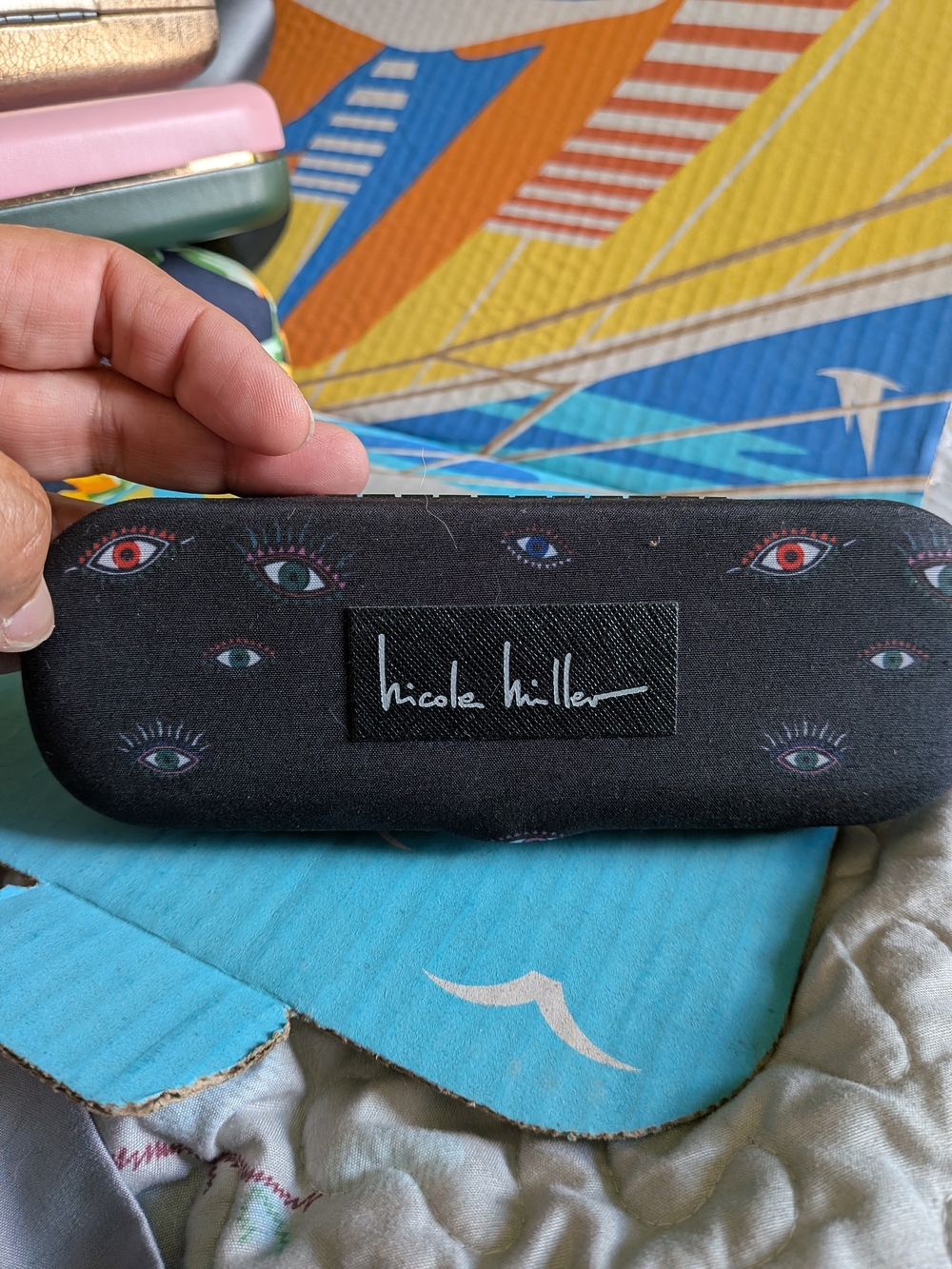 Nicole Miller CASE ONLY  Black Eye Print Sunglasses Case